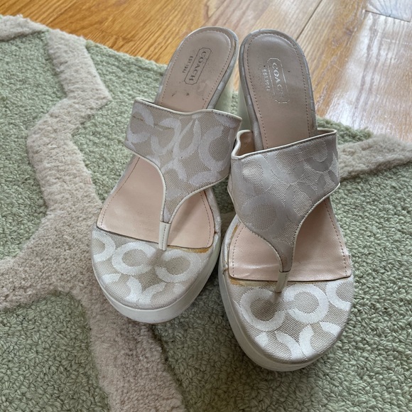 Coach Shoes - White COACH WEDGE SANDALS
